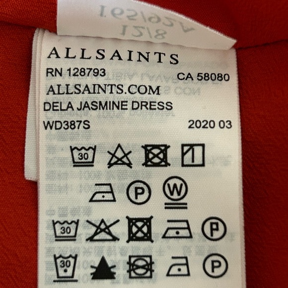 AllSaints All Saints Dela Jasmin Wrap Front Red White Floral Dress 8 AS IS READ - Picture 6 of 14